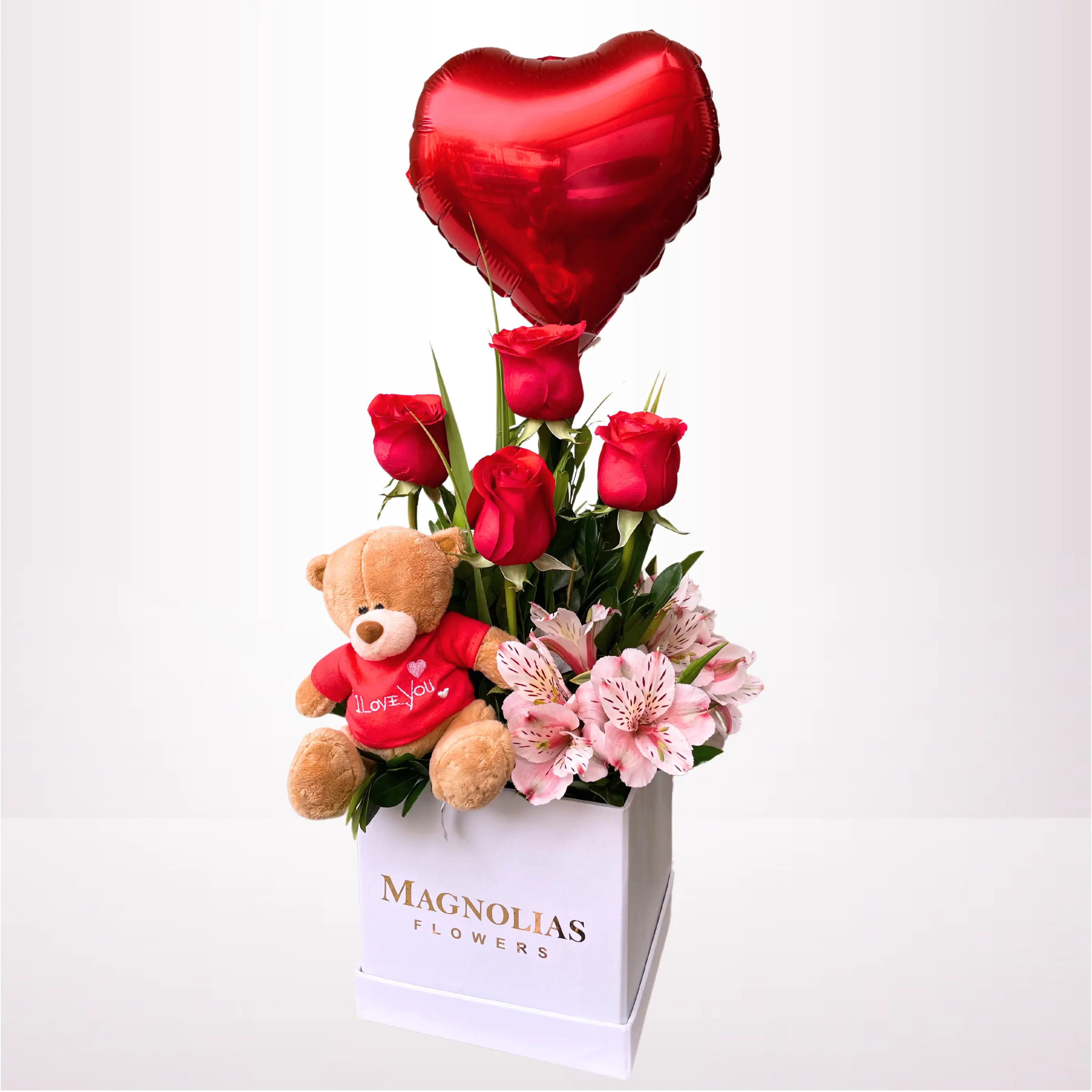 BOX CON ROSAS Y PELUCHE - CA005P